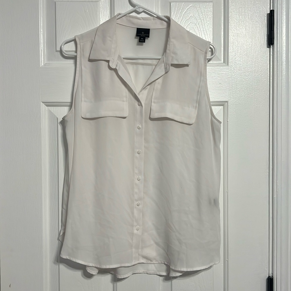 Worthington | Sleeveless Collared white blouse